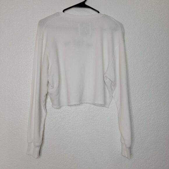 Hollister Size S White Embroidered Butterfly Crew Neckline Cropped Sweatshirt - Picture 7 of 7